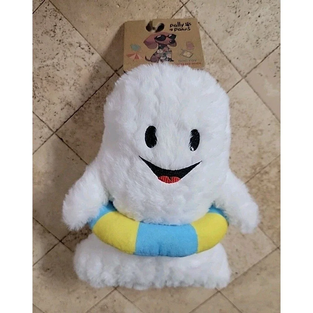 Ghost Floaty Plush Dog Toy Summerween Spooky Summer Pally Paws Squeaker Boy